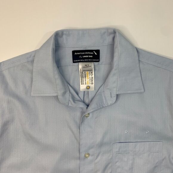 Lands End American Airlines Shirt Mens 16.5 Tailored Fit Cotton Employee Crew - Picture 3 of 11
